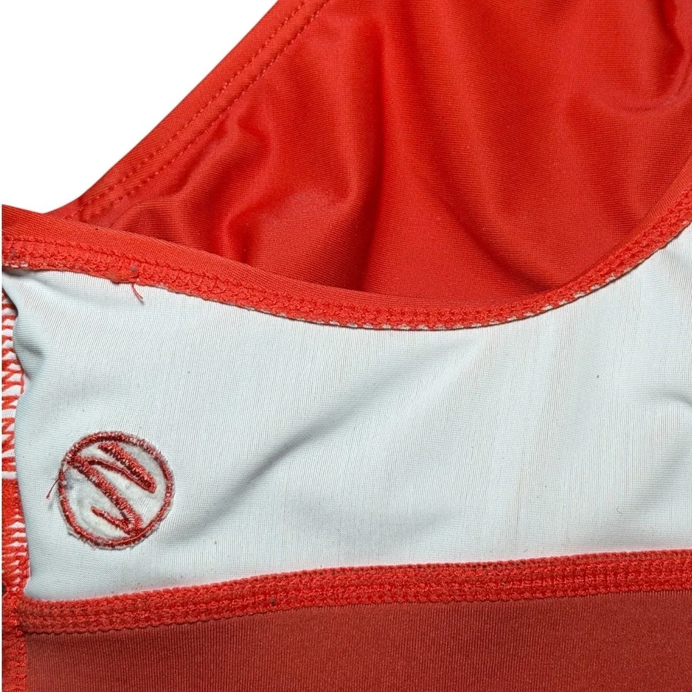 Nani Swimwear‎ Coral Orange Laser Cut High Neck Crop Bikini Top XS Back Zip